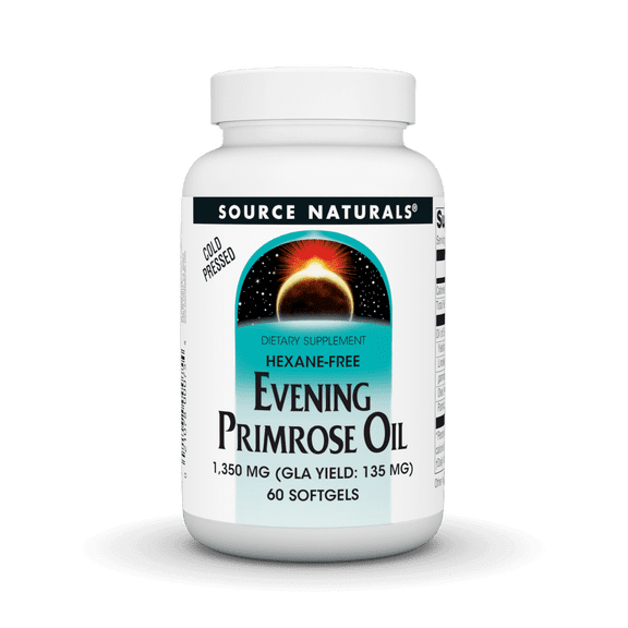 Source Naturals Evening Primrose Oil - Hexane-Free - 1350mg - GLA Yield: 135 mg - Cold-Pressed - 60 Softgels