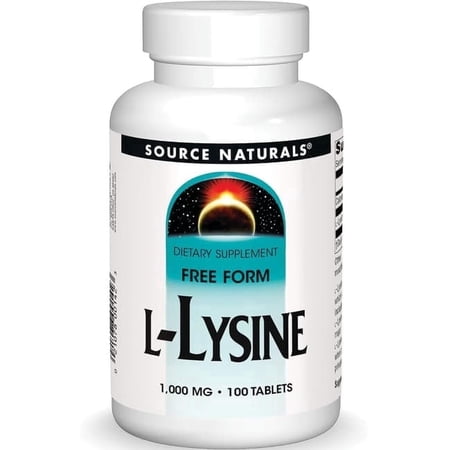 Source Naturals L-Lysine Free Form -Amino Acid Supplement Supports Energy Formation & Collagen* - 100 Tablets