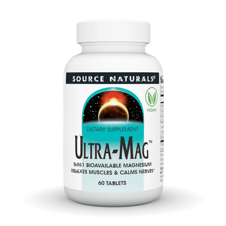 Source Naturals Ultra-Mag Vegan 5-in-1 Magnesium Formula Muscle Relaxation and Calming Nerves 60 Tablets