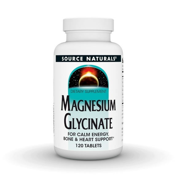 Source Naturals Magnesium Glycinate, For Calm Energy, Bone & Heart Support*, 200 mg per Serving - 120 Tablets