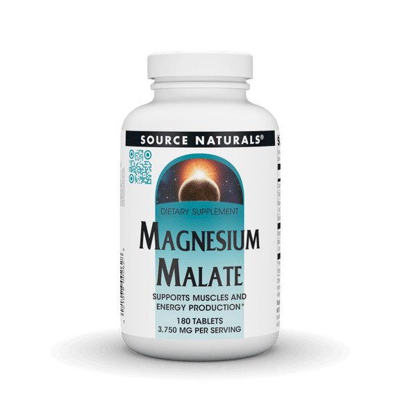 Source Naturals Magnesium Malate - 3750mg per Serving - Essential Magnesium Malic Acid Supplement - 180 Tablets