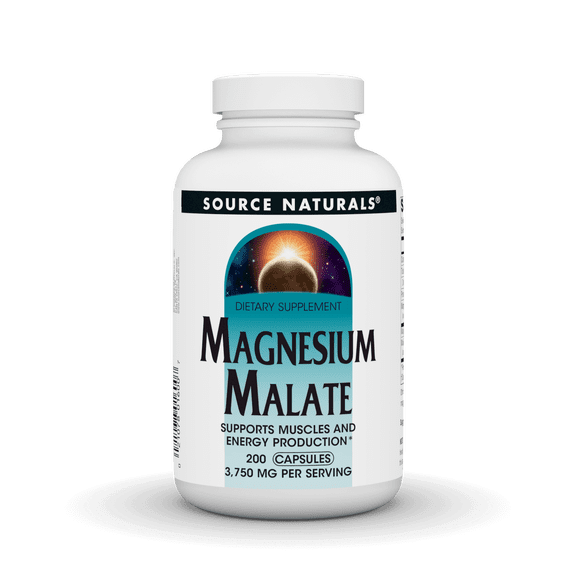 Source Naturals Magnesium Malate, Supports Muscles and Energy Production*, 3750 MG - 200 Capsules