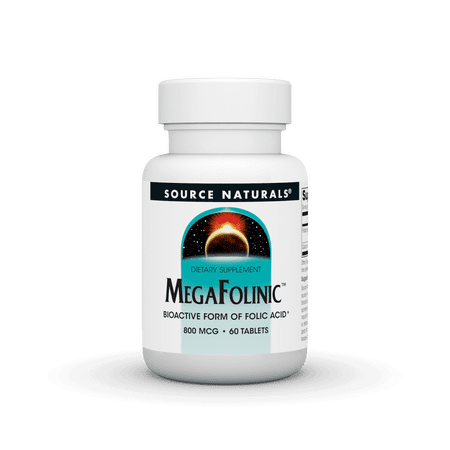 Source Naturals Mega Folinic, Bioactive Form of Folic Acid, 800 mcg Tablets, 60 Count