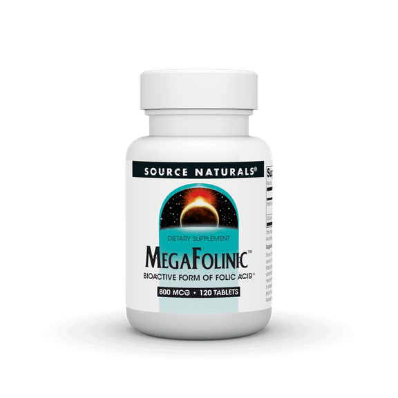 Source Naturals MegaFolinic Bioactive Form of Folic Acid 800 mcg 120 Tablets