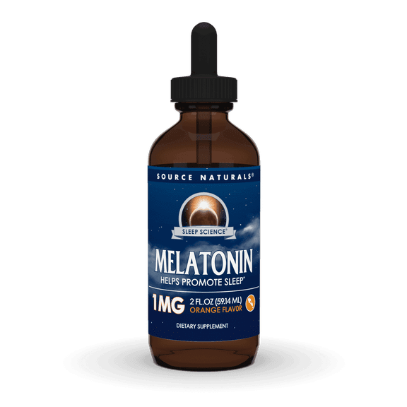 Source Naturals Sleep Science Melatonin, Orange Flavored Liquid Sleep Aid, 1 mg, 2 Fluid oz
