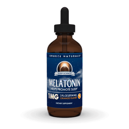 Source Naturals Sleep Science Melatonin, Orange Flavored Liquid Sleep Aid, 1 mg, 2 Fluid oz
