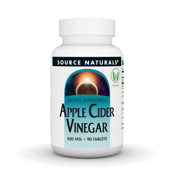 Source Naturals Apple Cider Vinegar, Dietary Supplement - 500mg - 90 Vegan Tablets
