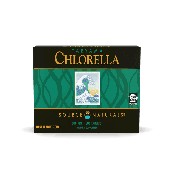 Source Naturals Yaeyama Chlorella Box 200 mg Freshwater Green Superfood, B12 - 300 Tablets