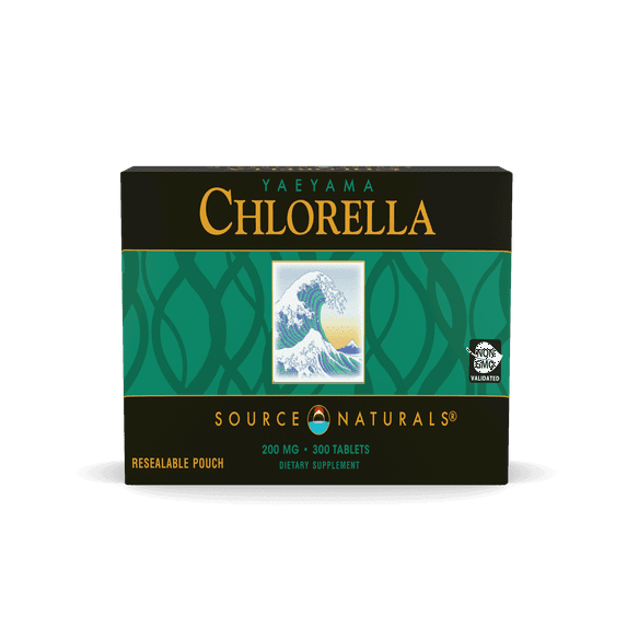 Source Naturals Yaeyama Chlorella Box 200 mg Freshwater Green Superfood, B12 - 300 Tablets