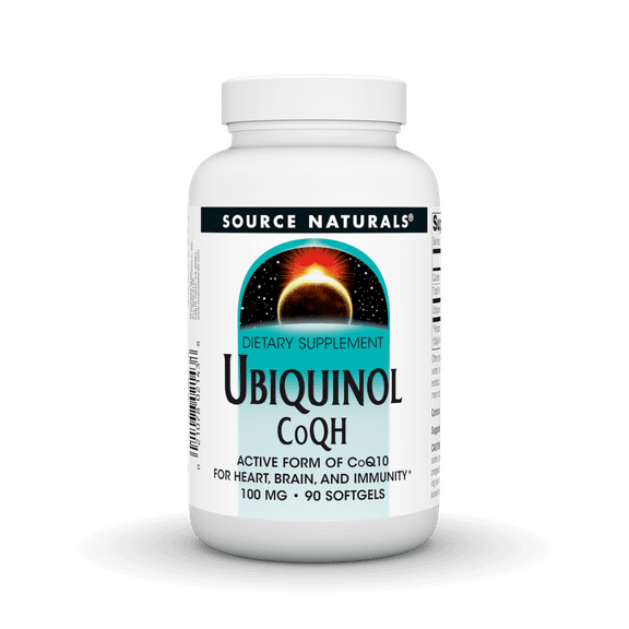Source Naturals Ubiquinol CoQH Active Form of CoQ10 100 mg for Heart, Brain, and Immunity 90 Softgels