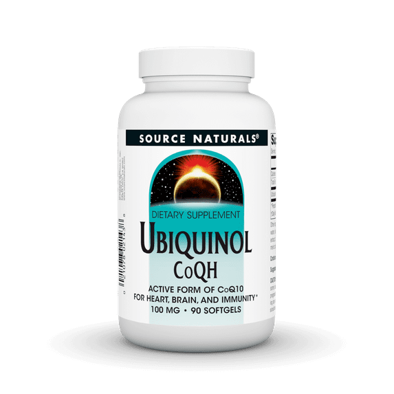 Source Naturals Ubiquinol CoQH Active Form of CoQ10 100 mg for Heart, Brain, and Immunity 90 Softgels