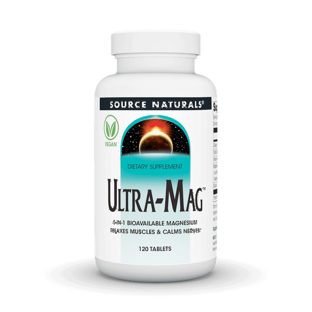 Source Naturals Ultra-Mag, 5-IN-1 Bioavailable Magnesium - Relaxes Muscles & Calms Nerves* - 120 Vegan Tablets