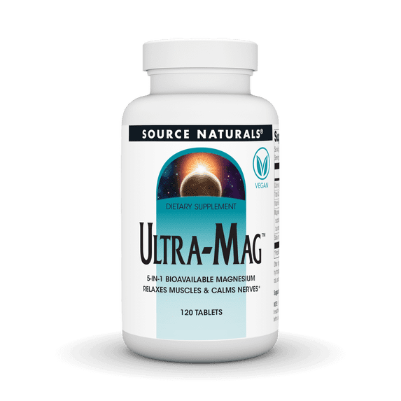 Source Naturals Ultra-Mag, 5 IN 1 -Bioavailable Magnesium, Maintains Muscle & Nerve Function* - 120 Vegan Tablets