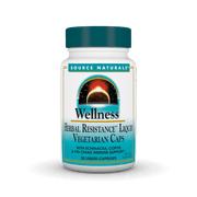Source Naturals Wellness Herbal Resistance Liquid Immune Defense Supplement & Immunity Booster with Echinacea, Elderberry & Yin Chiao* - 30 Vegetarian Capsules
