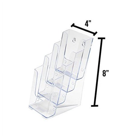 Source One 4 Tier Tri Fold Brochure Holder Lucite (1 Pack, W/Business Card)