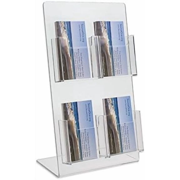 Source One Deluxe 2 Tier 4 Pocket Vertical Clear Business Card Holder - Counter Top