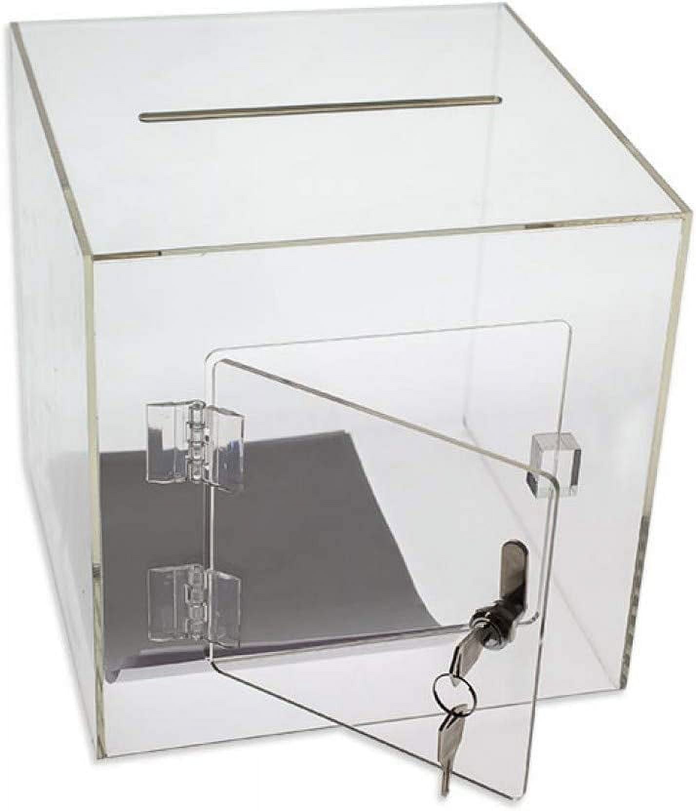 Source One Premium Cube Donation Box with Deluxe Rear Open Door and Cam