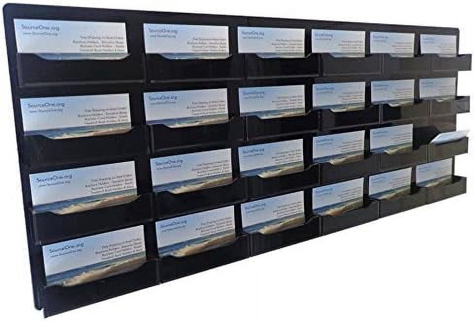 SourceOne Wall Mount Business Card Holder - 24 Pocket, All Black Glossy Display
