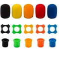thumbnail image 1 of SourceTon Shakeproof Anti-Rolling Wireless Handheld Microphone Protection Silicone Ring (5 PCS), Bottom Rod Sleeve Holder (5 PCS), Windscreen Foam Cover (5 PCS) for KTV Device, Assorted Colors, 1 of 9