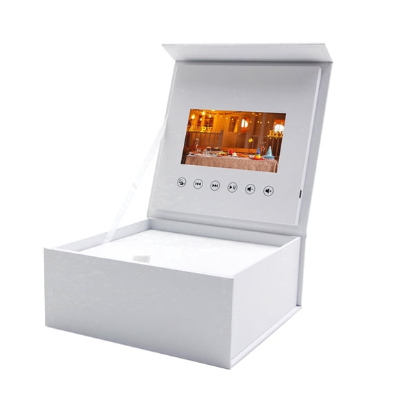 Sourcingbay 5 inch IPS Video Gift Box, White, 4GB Memory, 800mAh Battery, Magnetic Lid, Hidden Gift Compartment