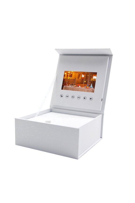 5 inch IPS Video Gift Box, White, 4GB Memory, 800mAh Battery, Magnetic Lid, Hidden Gift Compartment