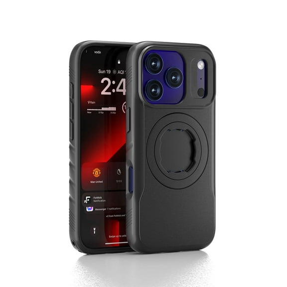 Sourcingbay Bike Phone Case Compatible with iPhone 17 Pro, Magnetic for MagSafe, Clear Slim Shockproof Protective Cover with Lock-in Design, Black