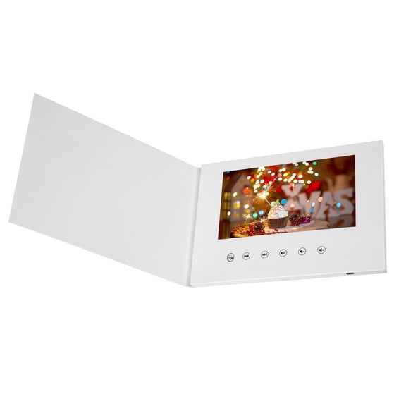 Sourcingbay Rechargeable 7-Inch Video Greeting Card - Customizable White Paper Shell for Personalized Messages, Photos, and Videos