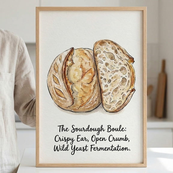 Sourdough Boule Artisan Bread Kitchen Bakery Baker Rustic Wall Decor Unframed Paper Print