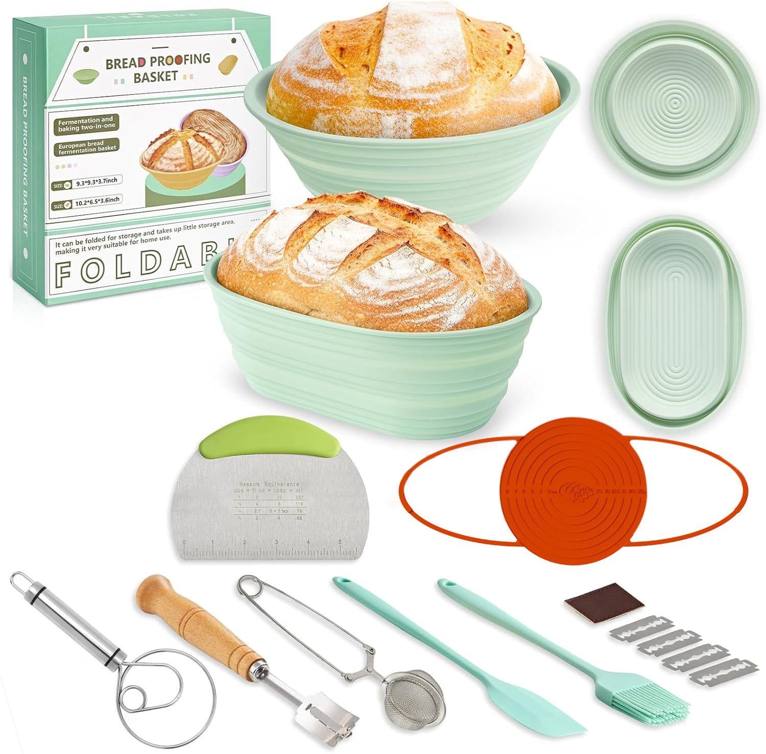 Sourdough Bread Baking Kit for Beginners & Pros START MAKERS Bread Making Tools with 2 Bread Proofing Basket Baking Supp