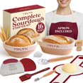 thumbnail image 1 of Sourdough Bread Baking Supplies with 2 Banneton Bread Proofing Basket Sizes - 16 Piece Sourdough Starter Kit Including Dough Whisk, Scraper, Lame, Apron for Artisan Bread Making, 1 of 4