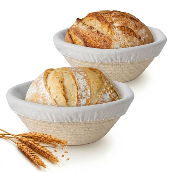 Banneton Bread Proofing Baskets,9 Inch 2-Piece Sourdough Starter Kit Suitable for Sourdough Bread Proofing, Baking Supplies