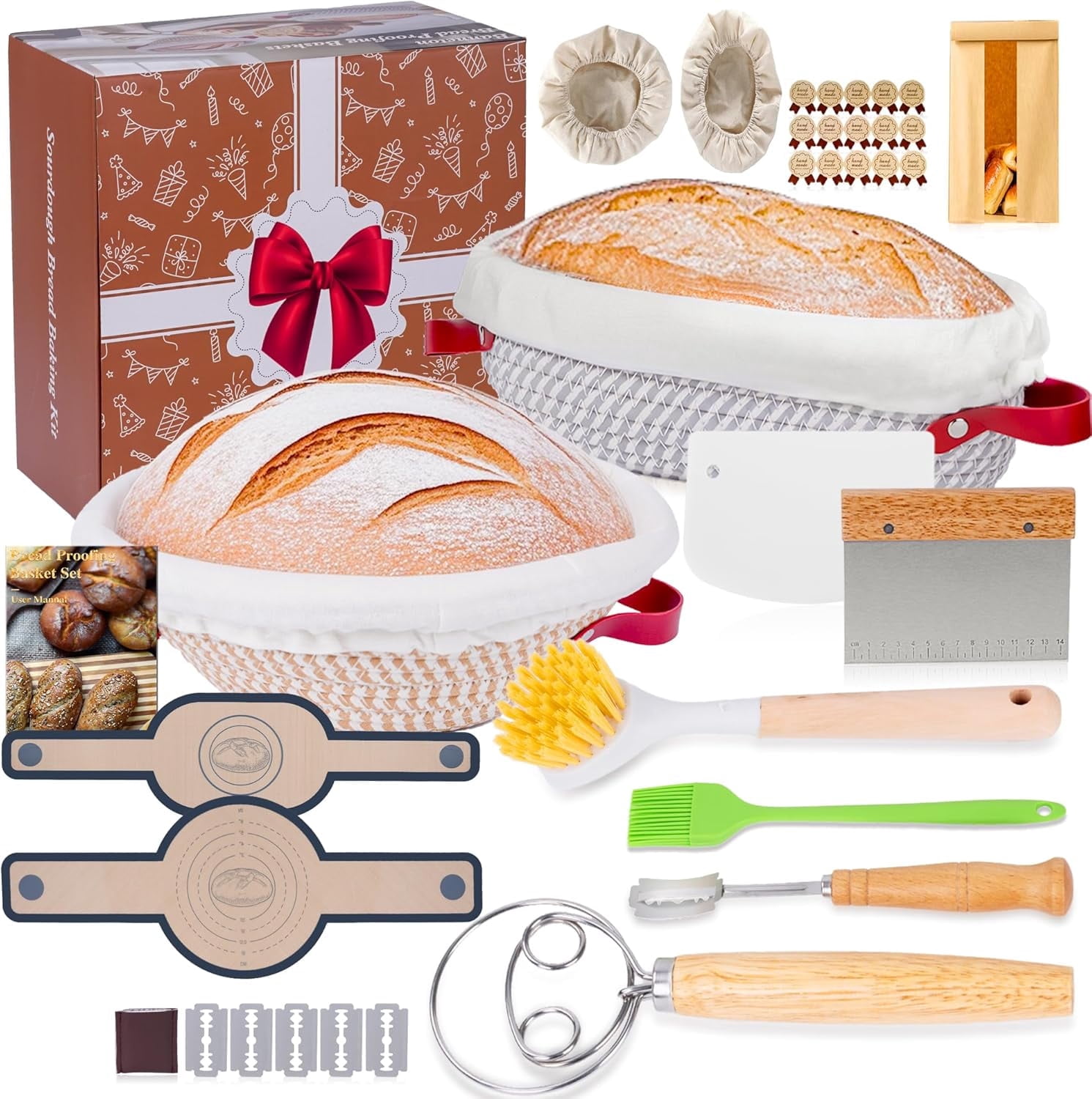 Bread Proofing Basket Set – Pastry Tool & Sourdough Starter Kit for ...