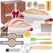 Bread Proofing Basket Set   Pastry Tool & Sourdough Starter Kit for Homemade Bread, 9" Round & 10" Oval Sourdough Baskets with Baking Tools