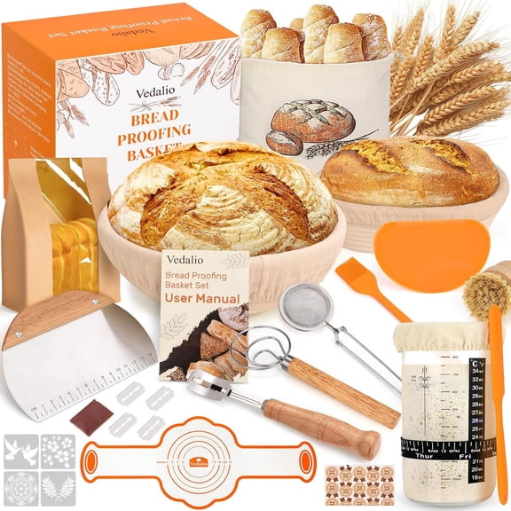 Sourdough Bread Baking Supplies Starter Kit Proofing Basket Making Tools Sour Dough Kit Tools Gifts for Bakers Women Wife Mom