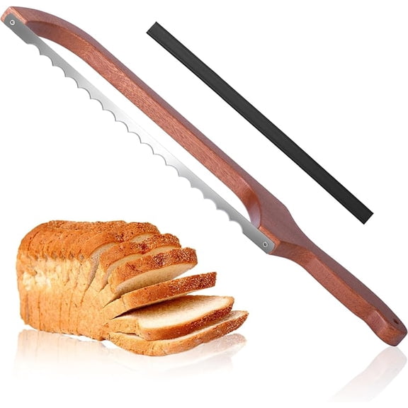 Sourdough Bread Knife 3rd Generation Upgrade, Wooden Bread Slicer for Homemade Bread, Elegant Bow Bread Cutter, Professional Bread Saw for Even Slicing