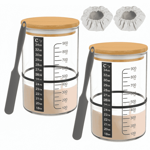Sourdough Starter Jar, 32 OZ Wide Mouth Sour Dough Starter Jars Glass, Sourdough Starter Kit, Sourdough Bread Baking Supplies for Beginners and Pro, 2 Pack