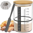 thumbnail image 1 of Sourdough Starter Jar Set, 30 oz Wide Mouth Glass Fermentation Jar with Date-Marking Feeding Band, Thermometer Strip, Silicone Spatula, 7-Piece Set, 1 of 11