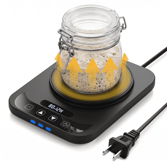 Sourdough Starter Warmer with Digital Temperature Display, 100°F Electric Sourdough Heating Mat with 12-Hour Timer, Bread Proofing Warming Mat for Home Bakers, Bread Baking & Fermentation Supplies