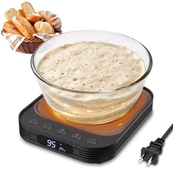 Sourdough Starter Warmer Mat with 24H Timer & Memory Function, Precise 1°F Thermostat Control (70-140°F), Perfect Bread Fermentation Mat for Home Baking (Black)