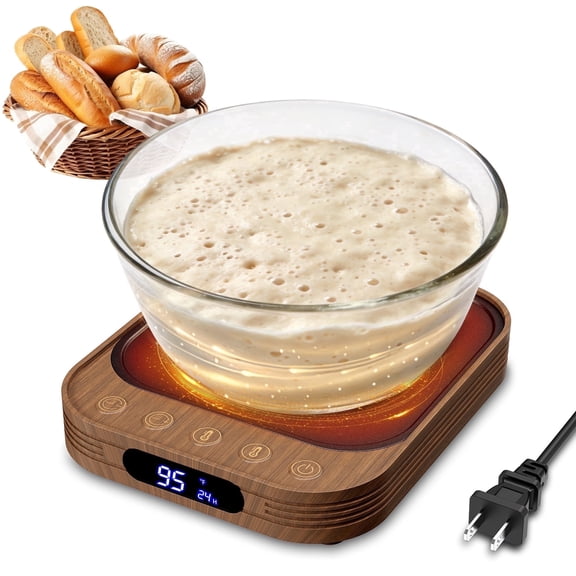 Sourdough Starter Warmer Mat with 24H Timer & Memory Function, Precise 1°F Thermostat Control (70-140°F), Perfect Bread Fermentation Mat for Home Baking (Wood Grain)