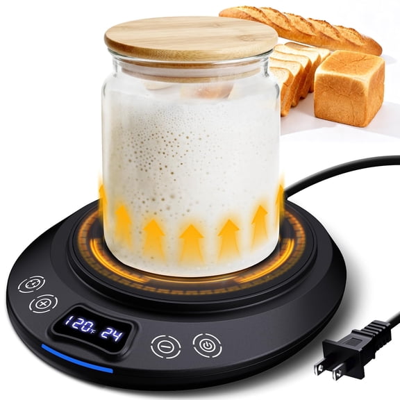Sourdough Starter Warmer Mat, Precise 1°F Thermostat Control (70-100°F) Sourdough Starter Warme Mat, Warmer for Sourdough Starter, 0-24h Timer, Auto On/Off, Memory Function (Black)