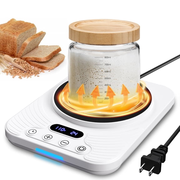 Sourdough Starter Warmer, Temperature Control Range 70°F-110°F, Precise 1°F by Adjust, 24-Hour Timer, Auto On/Off, Perfect for Home Baking (White)