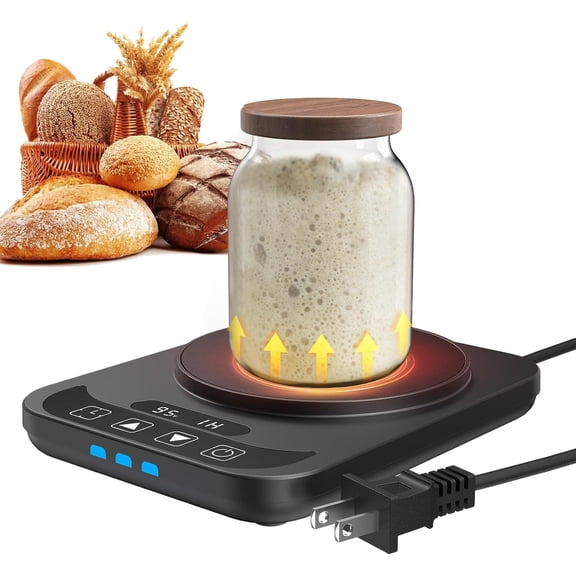 Sourdough Starter Warmer with Temperature Display,Sourdough Warming Mats 100 Electric Heating 12 Hours Timing Function Sourdough Heating Mat Bread for Baking Supplies Kitchen Bakers (Black)