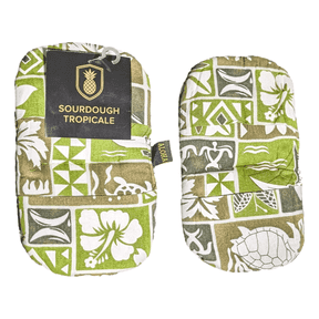 Sourdough Tropicale Micro Oven Mitts Heat Resistant Mini Kitchen Mitts for Baking, Sourdough & Cooking Hawaiian Print Green (2 Pack)
