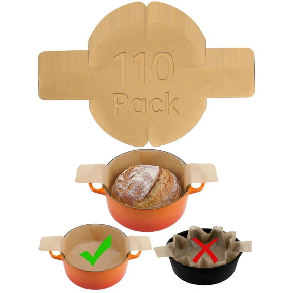 NiHome 110 PCS Pre-Cut Parchment Paper for Sourdough Baking, Bread Sling for Dutch Oven & Multi-Use Non-Stick Sheets, Fits 4-8QT Pots, 450F Heat Safe