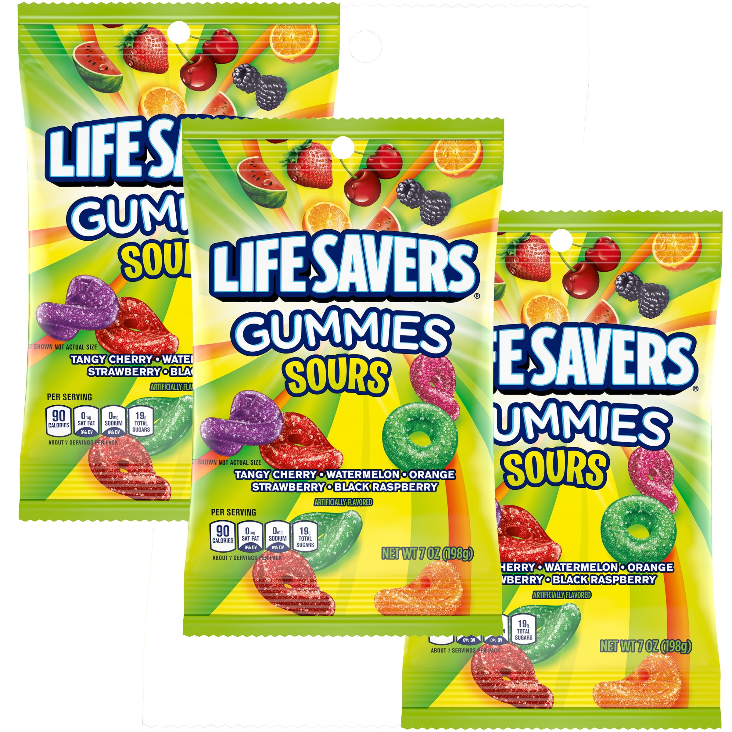 Sours Gummies, 7oz Gummy Bag (3 Pack), Gummy Candy
