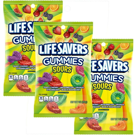 Sours Gummies, 7oz Gummy Bag (3 Pack), Gummy Candy