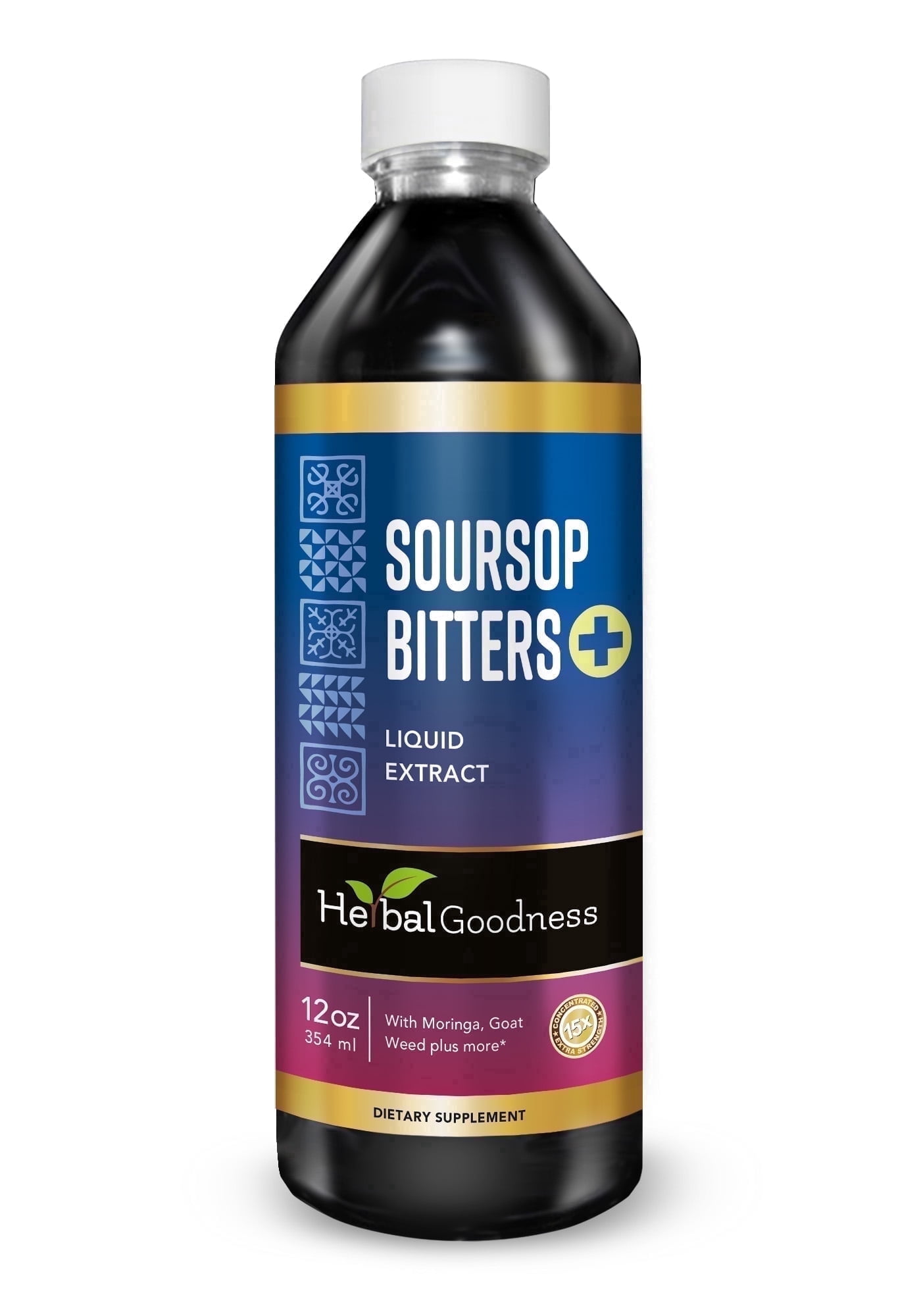 Soursop Bitters Liquid Extract 12fl.oz, Organic Guanabana Leaf Supplement, Graviola Leaf, Gut Health & Colon Cleans - Herbal Goodness