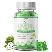 Soursop Graviola Gummies, 2000mg Organic Soursop Leaves and Seeds Extract with Vitamin C, Zinc, Digestive, Immune Support and Antioxidant Properties, 60 Gummies