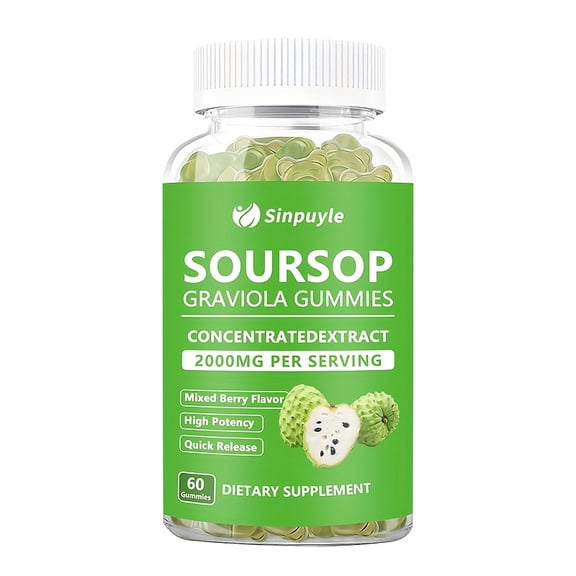 Soursop Graviola Gummies 2000mg Per Serving, 60 Count - Mixed Berry Flavor High Potency Immune Support Supplement